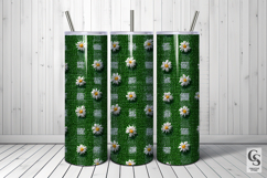 Green Daisy Checkered Embroidery Digital Paper Product Image 5