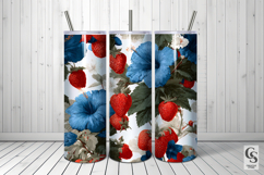 Strawberry and Blue Hibiscus Floral Seamless Pattern Product Image 5