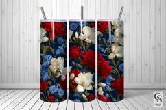 Patriotic Red Blue Flowers Seamless Pattern Product Image 4