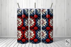 Red Blue Square Crochet Flowers Digital Papers Product Image 5