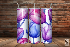 Pink and Blue Tulip Flowers Seamless Patterns Product Image 5