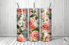 Peach Watercolor Roses and Daisies Patterns Product Image 3