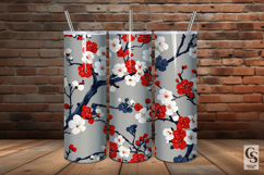 Patriotic Cherry Blossoms Digital Paper Product Image 5