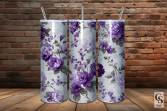 Purple &amp; Grey Shabby Chic Floral Digital Paper Product Image 5