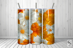 Orange &amp; White Floral Seamless Patterns Product Image 5