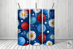 Patriotic Dotted Watercolor Flowers Seamless Pattern Product Image 5