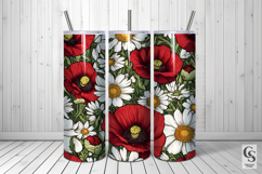 Daisy &amp; Poppy Flowers Seamless Patterns Product Image 5