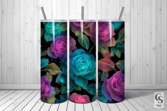 Neon Glowing Rose Flowers Seamless Patterns Product Image 3