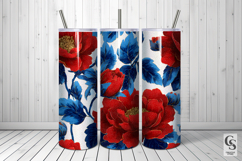 Bright Red Blue Roses Seamless Patterns Product Image 5