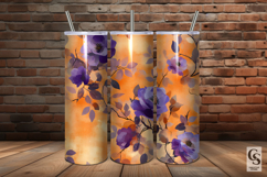 Purple Orange Watercolor Roses Seamless Pattern Product Image 5