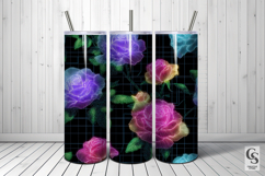 Y2K Neon Roses Digital Paper Retro Futuristic Floral Pattern Product Image 5