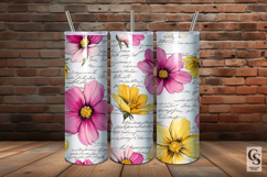 Pink and Yellow Cosmos Flowers Seamless Patterns Product Image 5