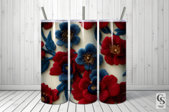 Red Blue Floral Embroidery Seamless Patterns Product Image 3