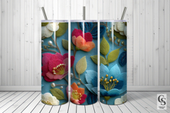 3D Colorful Beaded Felt Flowers Digital Paper Product Image 3