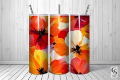 Bright Orange Alcohol Ink Flowers Pattern Product Image 3