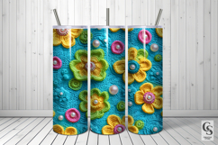 Turquoise Neon Crochet Flowers Digital Paper Product Image 4