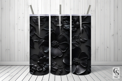 3D Black Embossed Flowers Seamless Pattern Product Image 5