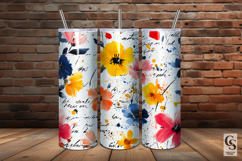 Watercolor Spring Flowers with Handwriting Seamless Pattern Product Image 5
