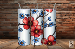 Red Blue Cute Cherry Blossoms Seamless Patterns Product Image 3