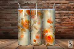 Oil Painted Orange Rose Flowers Seamless Pattern Product Image 5