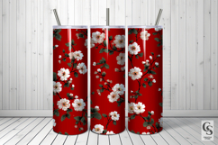 Cute Red Japanese Flowers Digital Papers Product Image 5