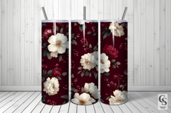 Cream and Burgundy Romantic Flowers Digital Paper Product Image 4