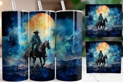 Cowboy tumbler wrap, Sublimation PNG design, Moonlight ride Product Image 1