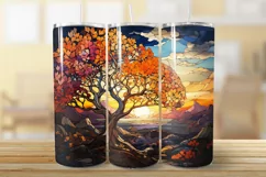 Fall stained glass tumbler, autumn sublimation tumbler Product Image 2