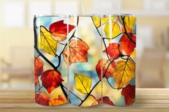 Fall stained glass tumbler, autumn sublimation tumbler Product Image 2