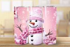 Pink Snowman 20 Oz Tumbler Wrap | 3D Tumbler Wrap PNG Product Image 2