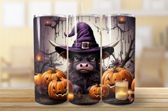 Baby Highland Cow Witch Halloween 20 Oz Tumbler Wrap Design Product Image 2
