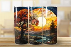 Fall stained glass tumbler, autumn sublimation tumbler Product Image 2