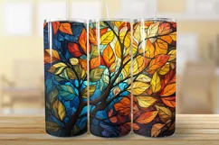 Fall stained glass tumbler, autumn sublimation tumbler Product Image 2