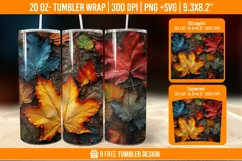 Fall stained glass tumbler, autumn sublimation tumbler Product Image 1