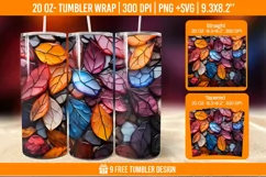 Fall stained glass tumbler, autumn sublimation tumbler Product Image 1
