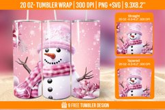 Pink Snowman 20 Oz Tumbler Wrap | 3D Tumbler Wrap PNG Product Image 1