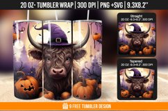 Baby Highland Cow Witch Halloween 20 Oz Tumbler Wrap Design Product Image 1