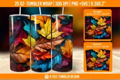 Fall stained glass tumbler, autumn sublimation tumbler Product Image 1