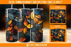 Fall stained glass tumbler, autumn sublimation tumbler Product Image 1