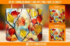 Fall stained glass tumbler, autumn sublimation tumbler Product Image 1
