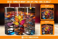 Fall stained glass tumbler, autumn sublimation tumbler Product Image 1