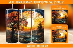 Fall stained glass tumbler, autumn sublimation tumbler Product Image 1