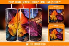 Fall stained glass tumbler, autumn sublimation tumbler Product Image 1