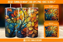 Fall stained glass tumbler, autumn sublimation tumbler Product Image 1