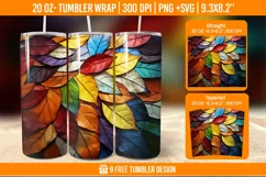 Fall stained glass tumbler, autumn sublimation tumbler Product Image 1