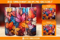 Fall stained glass tumbler, autumn sublimation tumbler Product Image 1