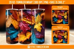 Fall stained glass tumbler, autumn sublimation tumbler Product Image 1
