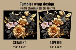 3D Black And Golden Rose Tumbler Wrap Designs Product Image 2