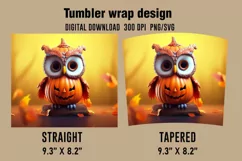 3D Halloween Owl Tumbler Wrap Designs, Sublimation Designs Product Image 2