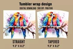 3D Parrot Watercolor Splash Tumbler Wrap Designs Product Image 2